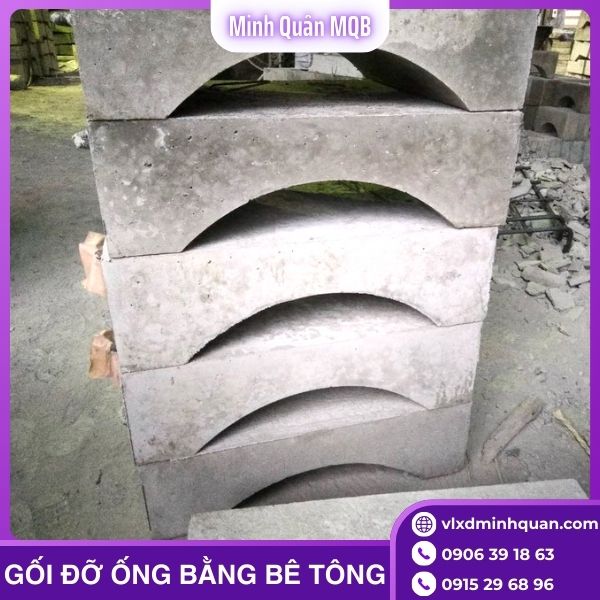Gối kê ống nước bằng bê tông giúp đảm bảo cao độ và độ ổn định tuyến ống